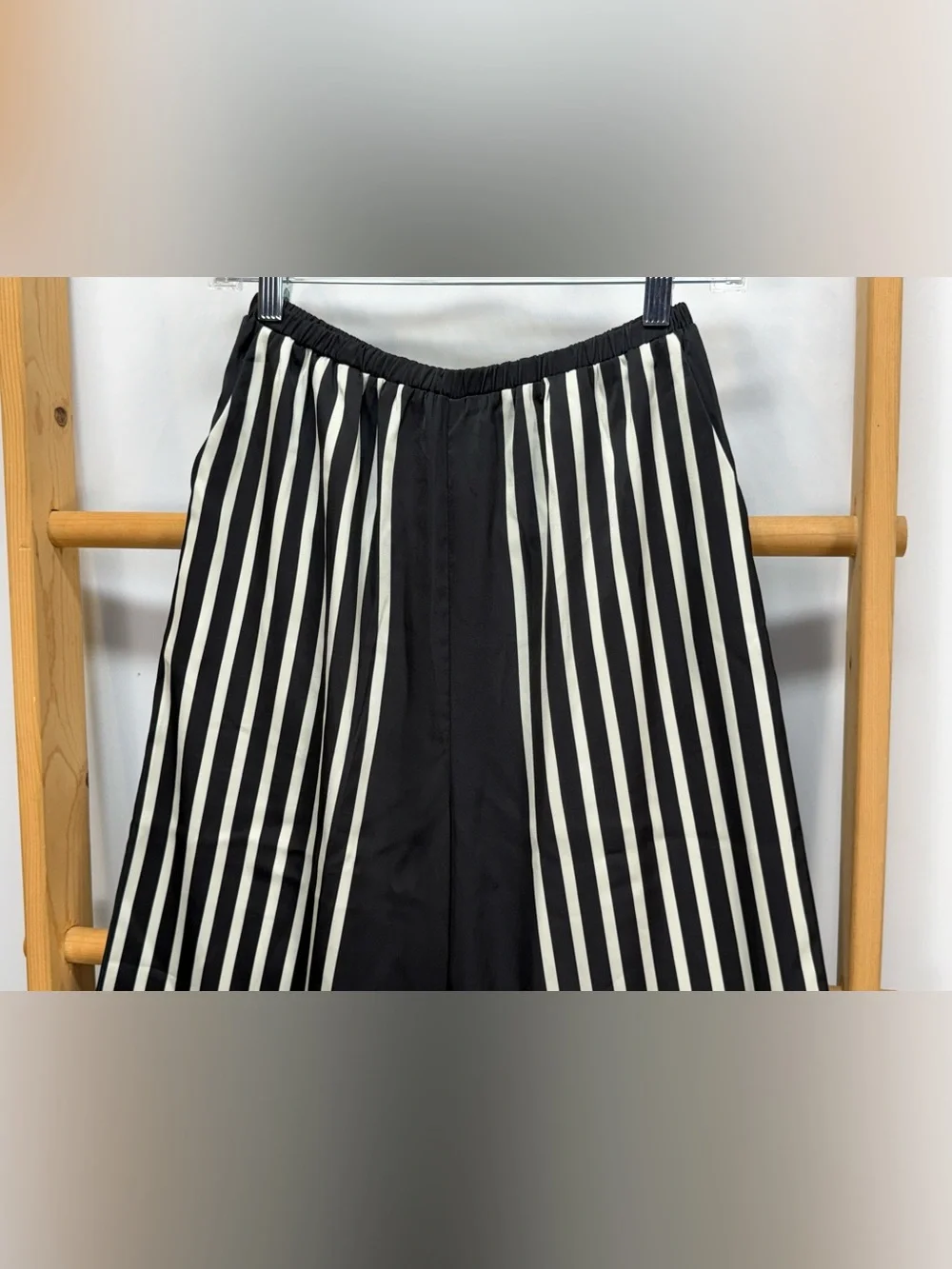 COMMENSE Black & White Striped Wide-Leg Pants size S